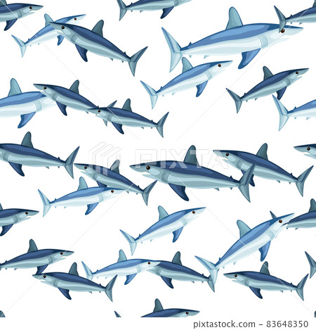 Seamless pattern shark Mako on white background. Animal templates for fabric. 83648350