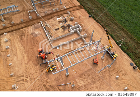 Steel Structure Warehouse Building. Industrial Building on light gauge steel framing.  83649897