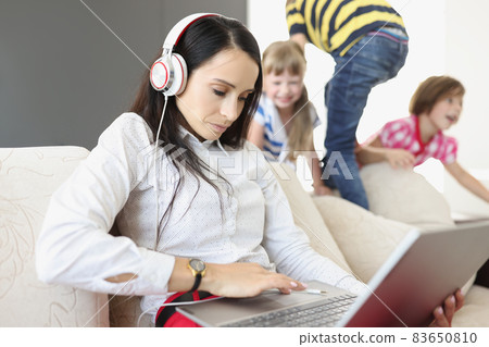 Woman needs calm atmosphere for work Woman needs calm atmosphere for work 83650810