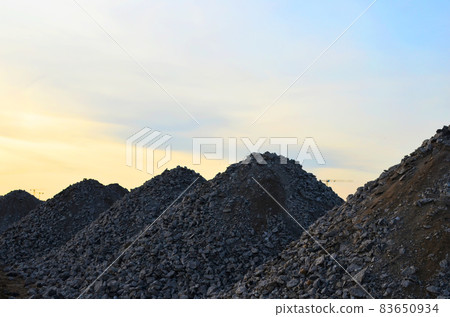 Concrete after crushing for recycling. Concrete after crushing for recycling. 83650934