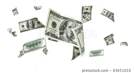 Money background. Hundred dollars of America. Usd cash money falling. 83651818