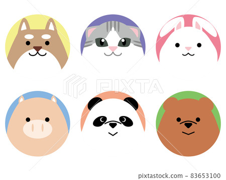 動物臉圖標集圓形 83653100