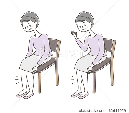 Swelling of legs of elderly women before and after 83653959