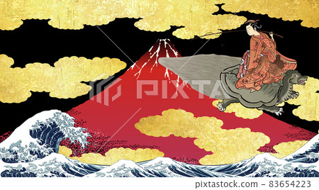 神奈川海浪和微風,晴朗的早晨和龜背上的女孩 神奈川海浪和微風,晴朗的早晨和龜背上的女孩 83654223