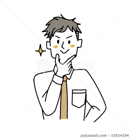 A man with a crisp hand under his chin 83654304