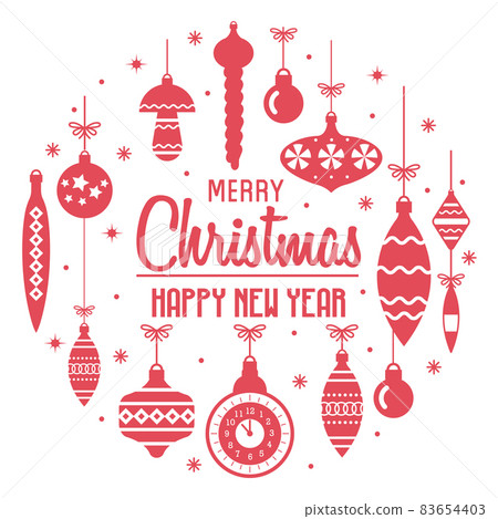 Christmas Card with Soviet Vintage Decorations Christmas Card with Soviet Vintage Decorations 83654403