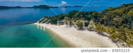 Beautiful tropical island koh Kham, white sand beach with volcanic rocks, near koh Mak, Trat 83655225