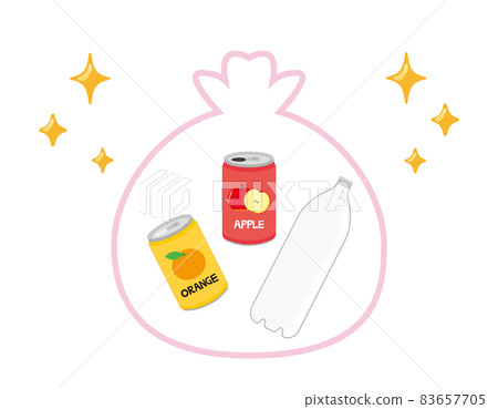 Recycling vector illustrations of cans and PET bottles in garbage bags 83657705