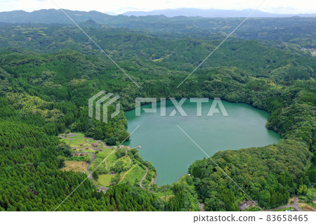 Aerial view of Sumiyoshi Pond in Aira City 83658465