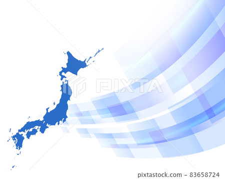 Mosaic pattern based on blue on a white background and Japanese map Mosaic pattern based on blue on a white background and Japanese map 83658724