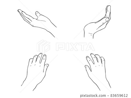 各種姿勢的手插圖集（白色背景、矢量、剪裁） 83659612