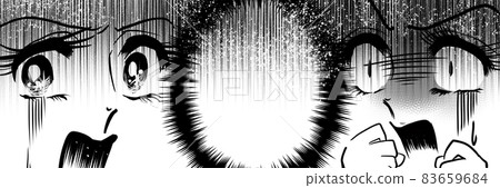 70's shojo manga Pallor shocked white-eyed girl 83659684