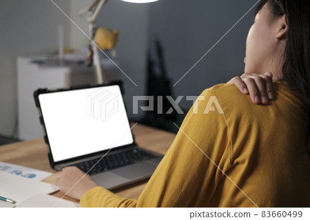 Young woman with office syndrome have problem Young woman with office syndrome have problem 83660499