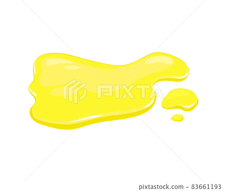 Yellow liquid spill. Puddle of juice, oil or urine. Vector cartoon illustration. 83661193