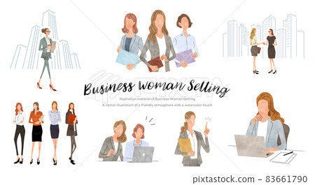 Vector Illustration Material: Business Woman, Business Scene, Set 83661790