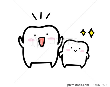 Handwritten style illustration of a parent and child with energetic cute teeth Handwritten style illustration of a parent and child with energetic cute teeth 83661925