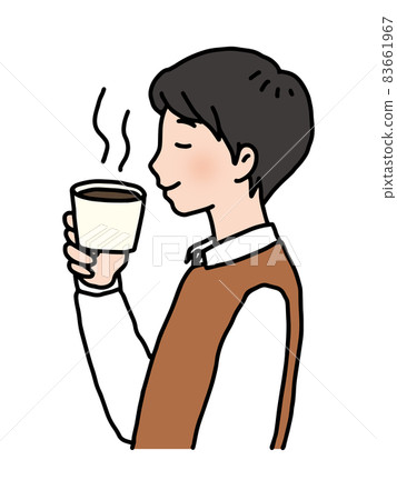 A man relaxing with a cup of coffee A man relaxing with a cup of coffee 83661967
