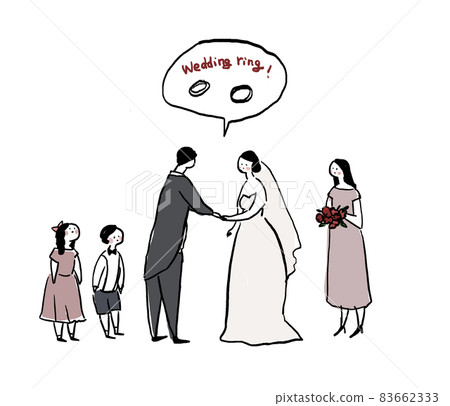 Bride and groom exchanging rings and ring boy, ring girl, attendant, wedding, wedding, A. Bride and groom exchanging rings and ring boy, ring girl, attendant, wedding, wedding, A. 83662333
