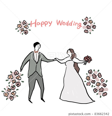 新娘和新郎手牽手，婚禮，婚禮，新娘，舞蹈，婚禮 B 歡迎板 83662342