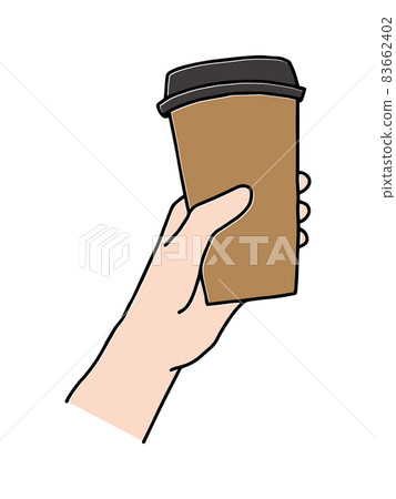 手/外賣與紙杯中的咖啡 83662402