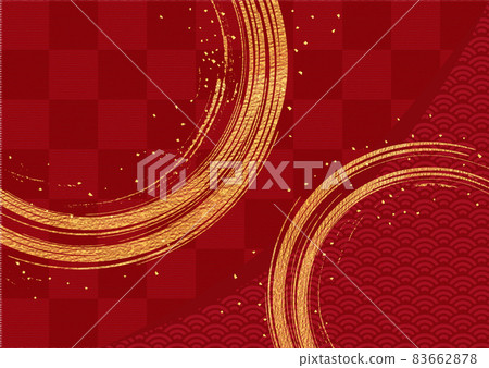 Gold leaf brush_Japanese pattern red lattice background 1036 Gold leaf brush_Japanese pattern red lattice background 1036 83662878