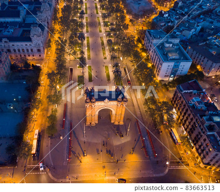 Aerial view of Barcelona with Triumphal Arch Aerial view of Barcelona with Triumphal Arch 83663513