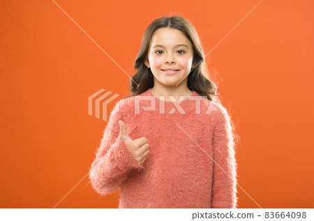 Right choice. Recommendations concept. Girl child Right choice. Recommendations concept. Girl child 83664098