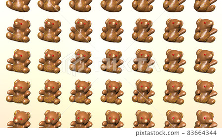 Animated background of festive chocolate bears. 3D rendering 83664344