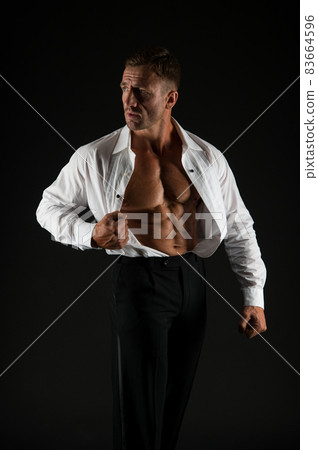 Muscular man show fit torso with six pack abs... - Stock Photo [83664596] -  PIXTA