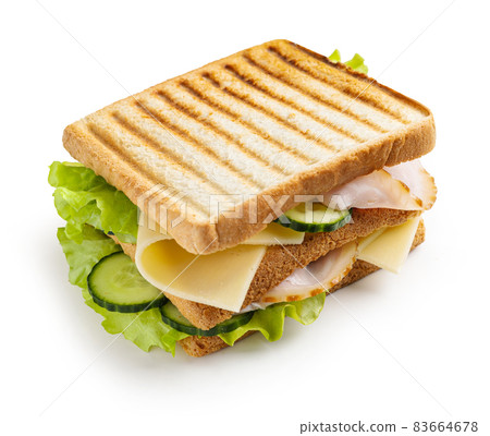 toasted bread with ham and vegetables 83664678