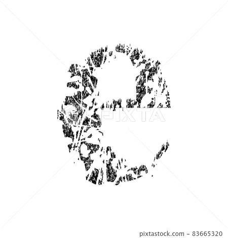 Broken grunge pixelated lowercase letter.Art font. 83665320