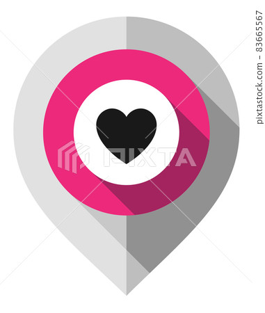 Map pin, symbol of heart, gps pointer folded from gray paper 83665567
