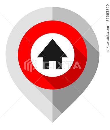 Map pin, symbol of home, gps pointer folded from gray paper 83665860