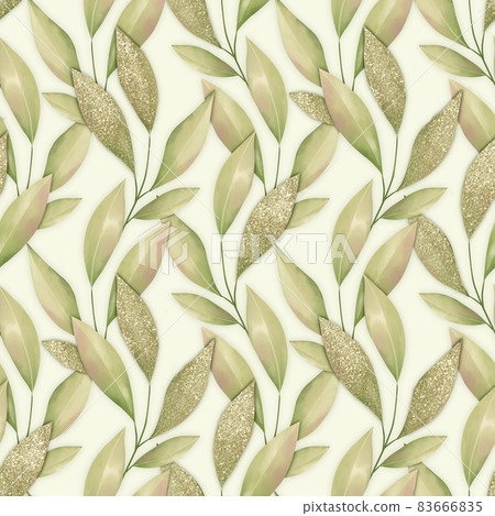 Seamless floral pattern with green leaves.... - Stock Illustration ...