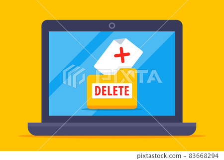 deleting a file from a laptop. clearing data from a computer. 83668294