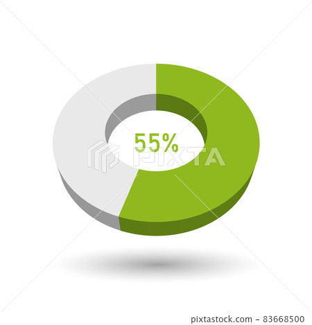 55 percent 3D vector pie chart 83668500