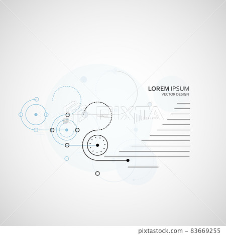 Abstract vector illustration. Circular elements in creative pattern with abstract geometric objects. Modern data design digital dots and dotted circles 83669255