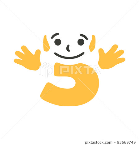 Number 3 funny character with hands isolated on white background 83669749