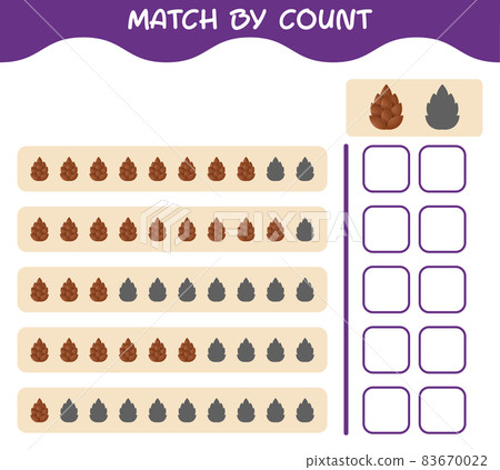Match by count of cartoon pine cone. Match and count game. Educational game for pre shool years kids and toddlers Match by count of cartoon pine cone. Match and count game. Educational game for pre shool years kids and toddlers 83670022