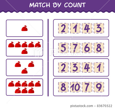 Match by count of cartoon santa bag. Match and count game. Educational game for pre shool years kids and toddlers 83670322