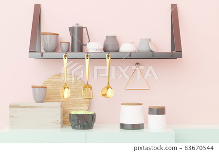 Pastel-colored kitchen accessories 83670544