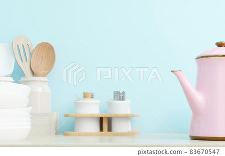 Pastel-colored kitchen accessories Pastel-colored kitchen accessories 83670547