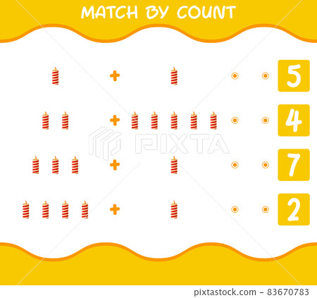 Match by count of cartoon christmas candle. Match and count game. Educational game for pre shool years kids and toddlers 83670783
