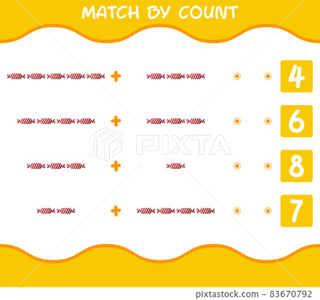Match by count of cartoon candy. Match and count game. Educational game for pre shool years kids and toddlers Match by count of cartoon candy. Match and count game. Educational game for pre shool years kids and toddlers 83670792