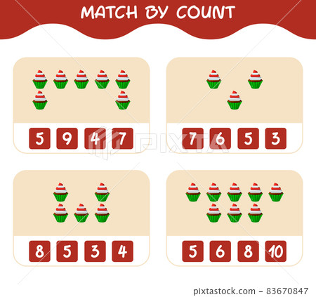 Match by count of cartoon cupcake. Match and count game. Educational game for pre shool years kids and toddlers 83670847