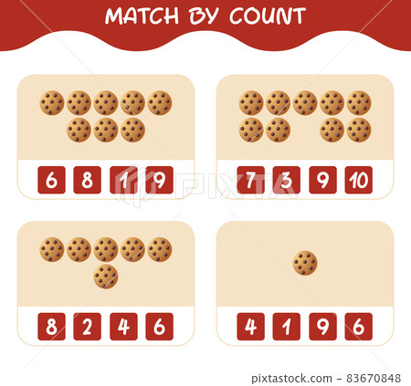 Match by count of cartoon cookie. Match and count game. Educational game for pre shool years kids and toddlers 83670848
