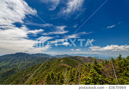 Okuchichibu main ridgeline and Yatsugatake seen from the summit of Mt. Kobushi Okuchichibu main ridgeline and Yatsugatake seen from the summit of Mt. Kobushi 83670969
