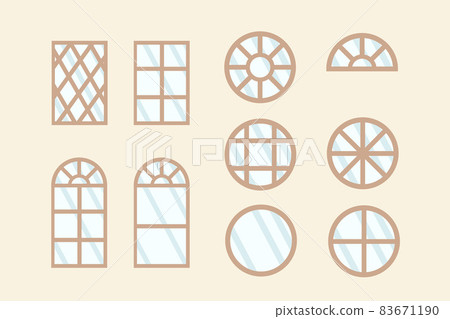 A set of illustrations of wooden window frames.... - Stock Illustration  [83671190] - PIXTA