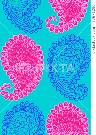 seamless pattern with Indian ornament. Turkish cucumber seamless pattern with Indian ornament. Turkish cucumber 83671296