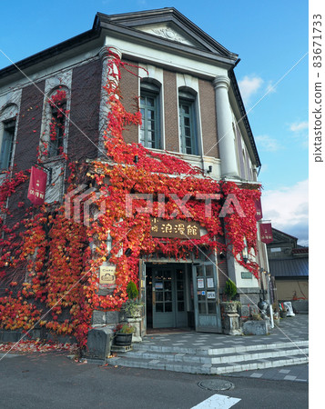 長滿常春藤紅葉的小樽浪漫館(舊小樽銀行小樽分行,歷史建築) 長滿常春藤紅葉的小樽浪漫館(舊小樽銀行小樽分行,歷史建築) 83671733